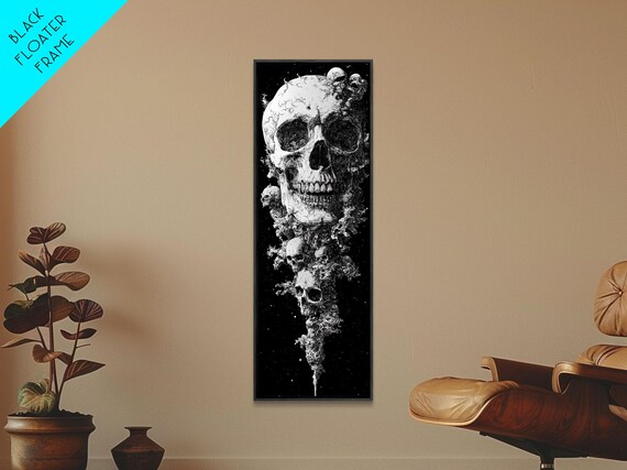 Gothic Skull Black White Horror Dark Art Dissolving Vertical Poster