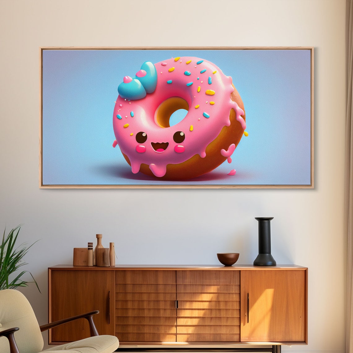 Kawaii Donut Art Framed Print Cute Kawaii Art Anime Style Wall Art - Image 6