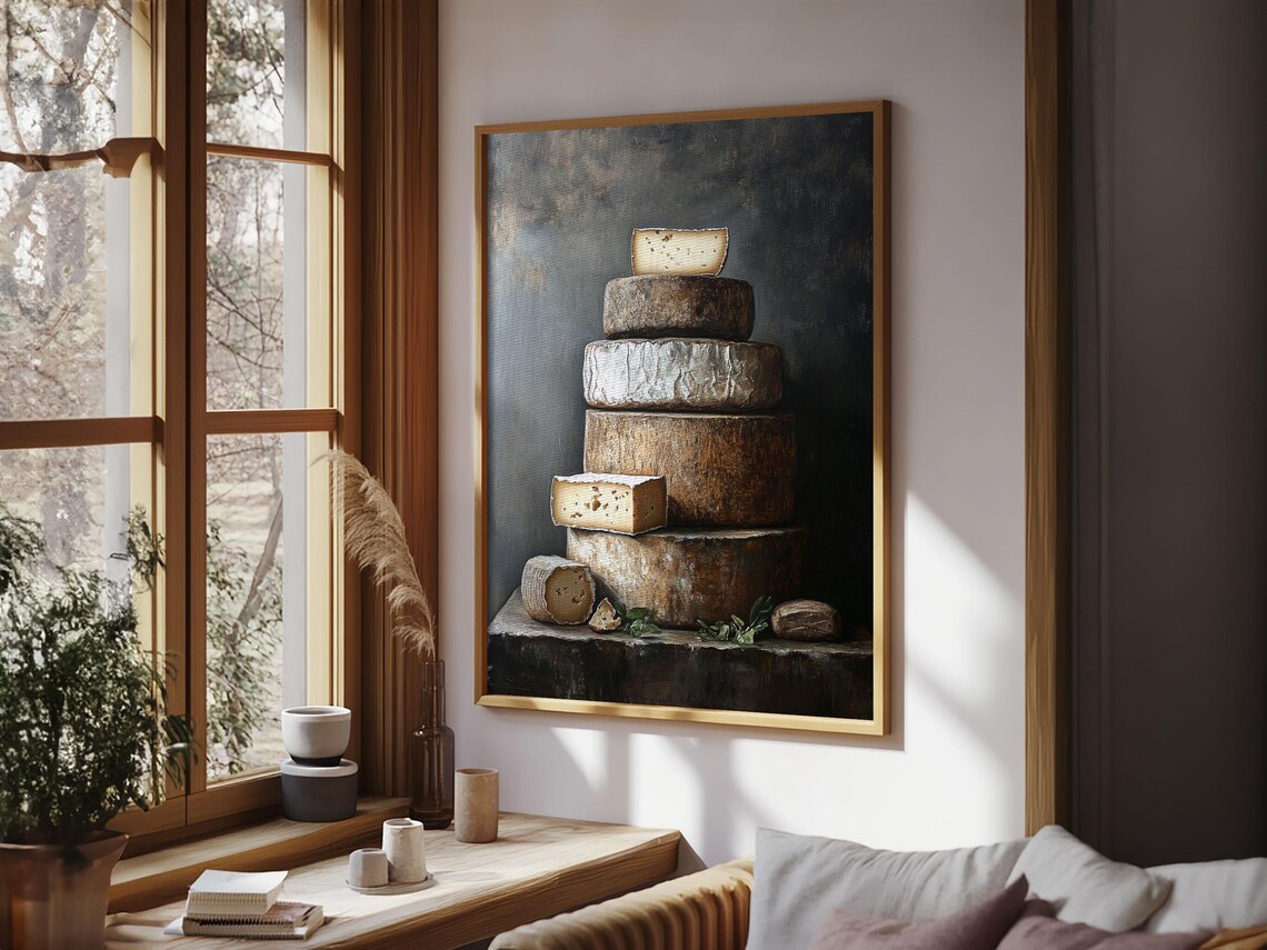 Cheese Still Life Rustic Farmhouse Kitchen Art - Image 2