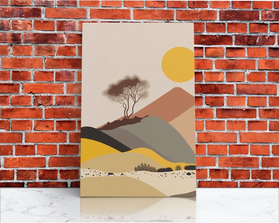 Pueblo Style Boho Desert Art Framed Print Minimalist Landscape Painting