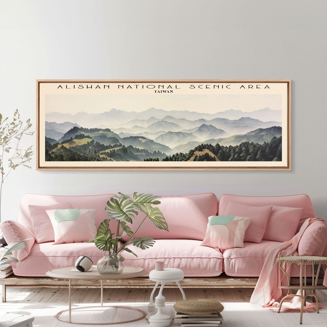 Alishan Taiwan Misty Layered Mountain Ridges Forest Panoramic Poster - Image 2