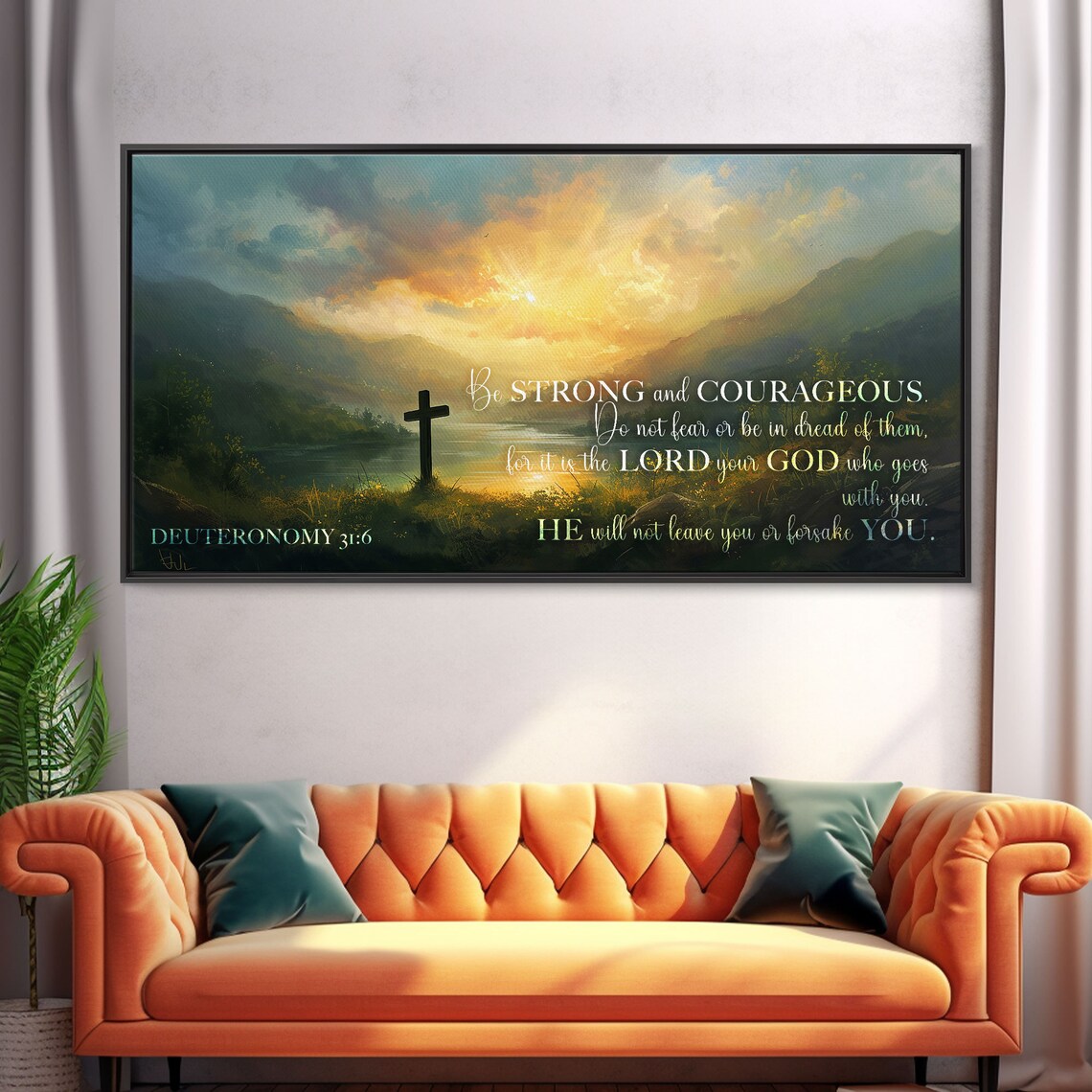Deuteronomy 3:16 Be Strong and Courageous Verse Art Print