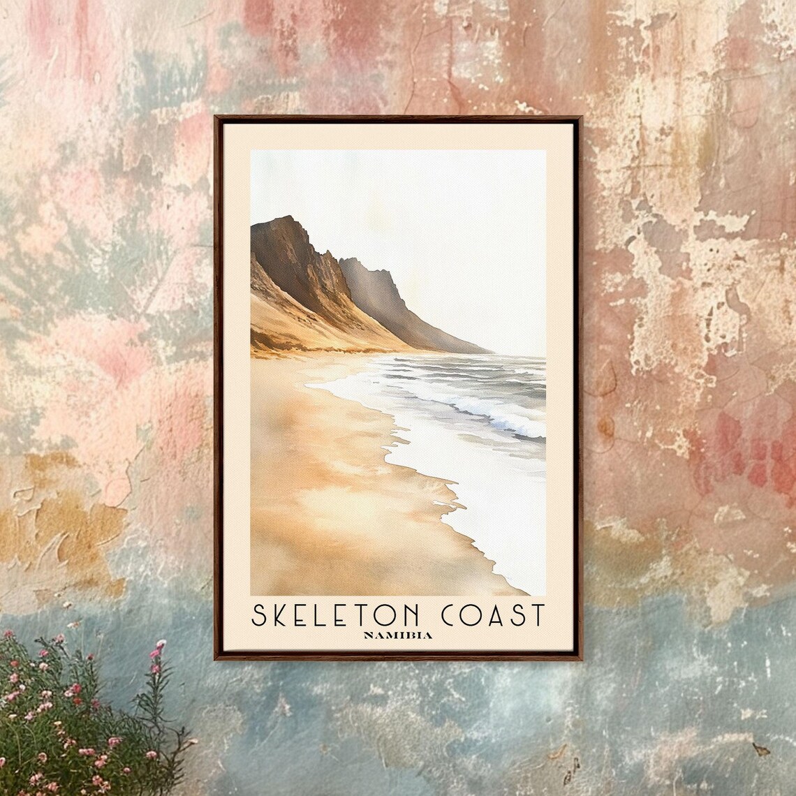 Skeleton Coast Namibia Golden Dunes Misty Surf Minimalist Shore Travel Poster - Image 4
