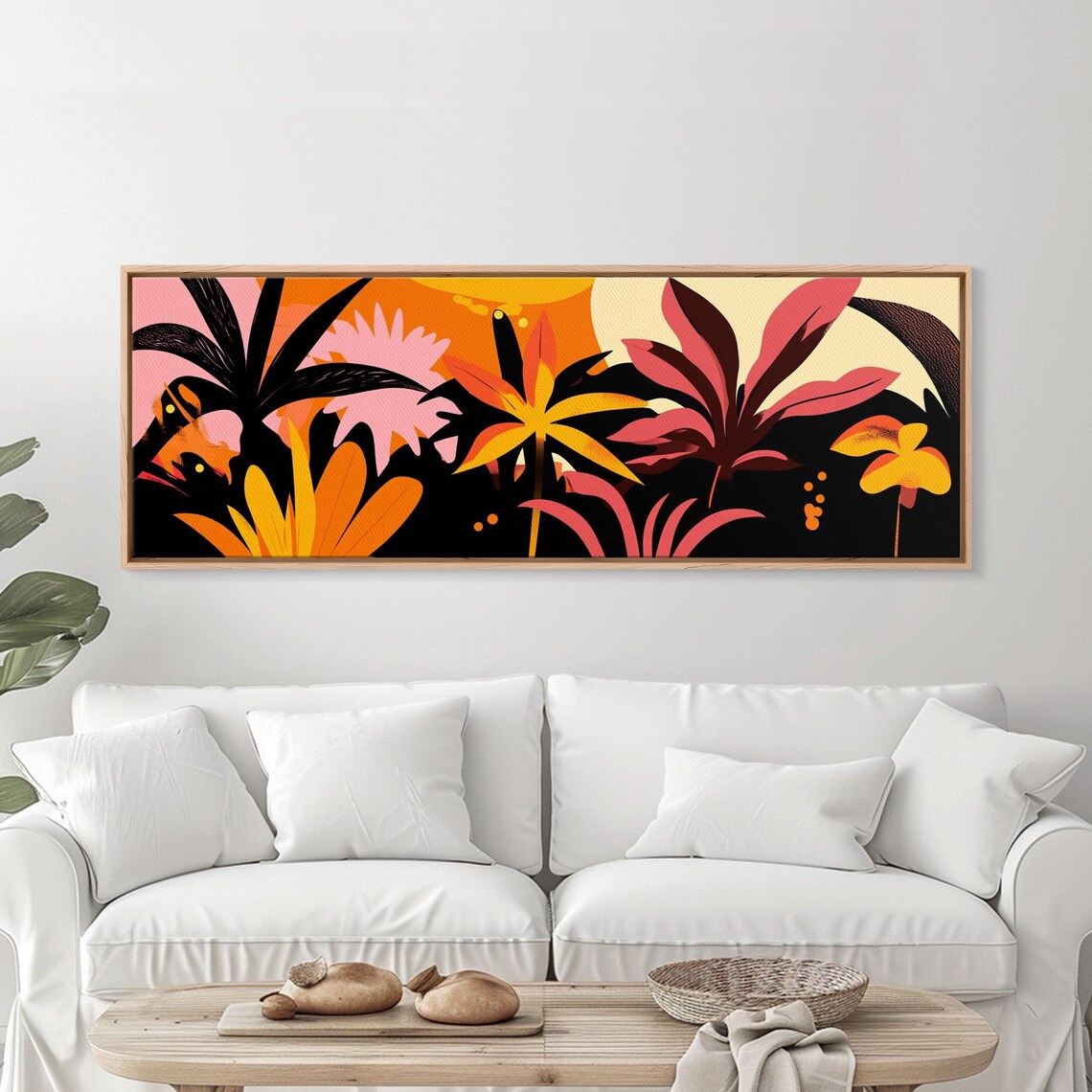 Colorful Tropical Jungle Floral Sunset Bold Botanical Art Poster