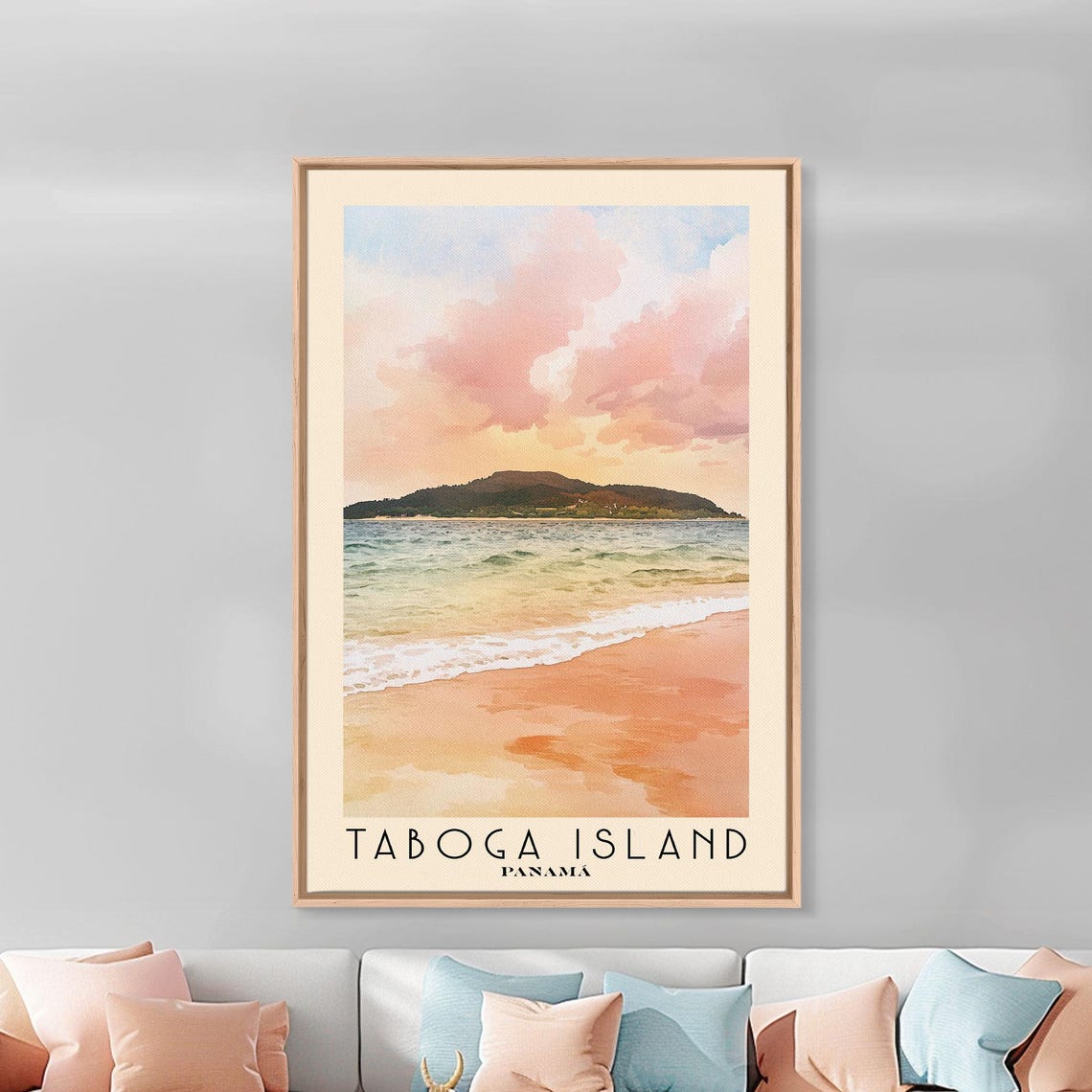 Taboga Island Panama Watercolor Beach Print Vacation Gift Panama Wall Art Framed Print Framed Beach Painting - Image 2