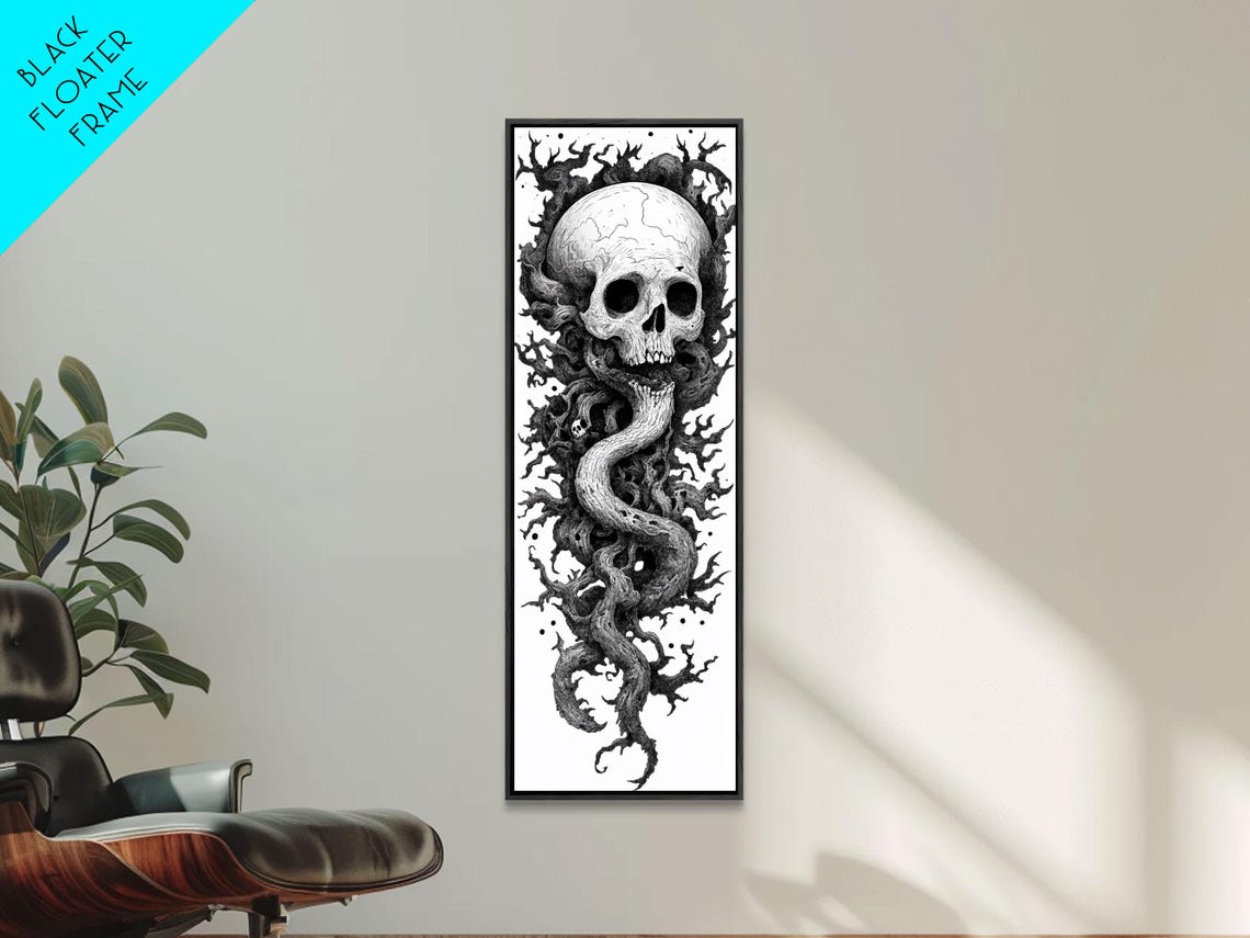 Gothic Skull Entwined With Tree Branches Dark Art Wall Poster - Image 4
