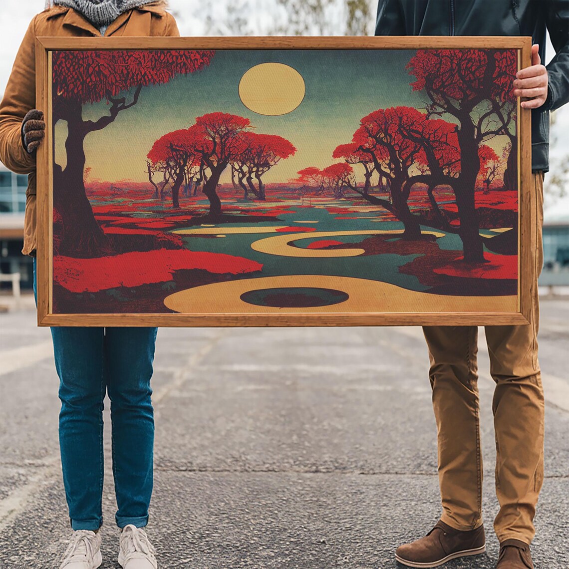 Psychedelic Cherry Blossom Trees Art Print - Image 3