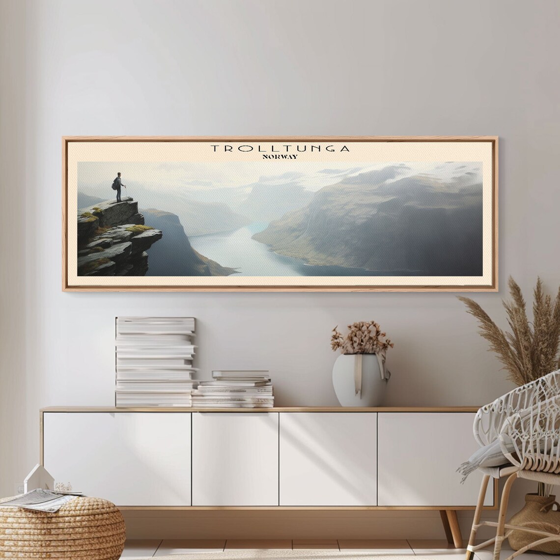 Trolltunga Norway Hiker Cliff Ledge Fjord Mountain Vista Travel Poster - Image 4
