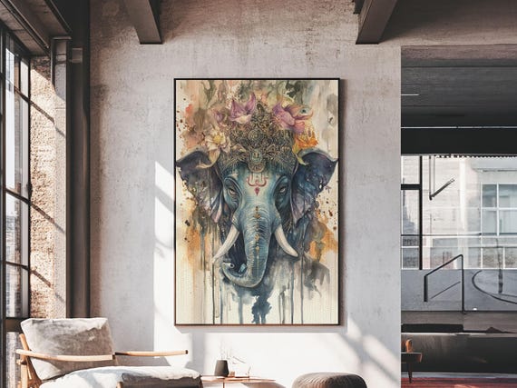 Ganesh Wall Art Ganesha Painting Print Framed Print Painting Of Ganesha Ganesh Art Hindu Art Hinduism Home Decor