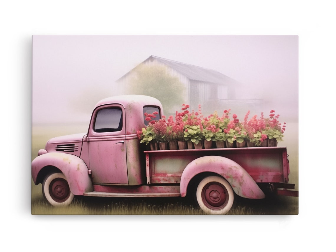 Framed Picture Of Old Truck With Beautiful Flowers In Bed Of Truck Farmhouse Living Old Barn Farmhouse Distressed Framed Print - Image 6