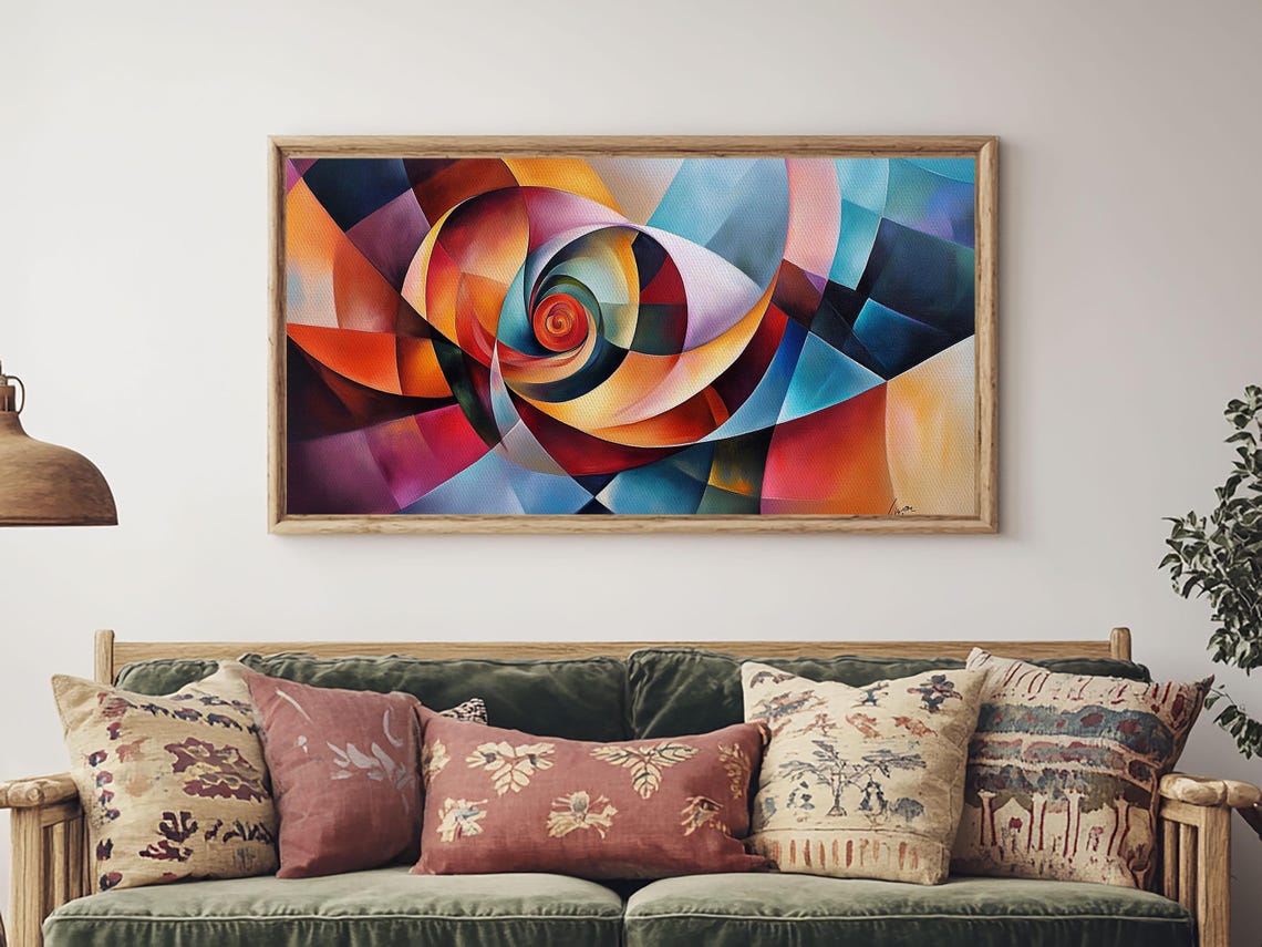 Abstract Spiral Vortex Orange Teal Pink Geometric Modern Wall Poster - Image 6