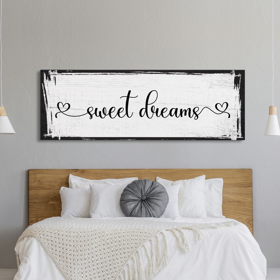 Sweet Dreams Heart Flourish Distressed White Bedroom Sign Wall Poster - Image 6