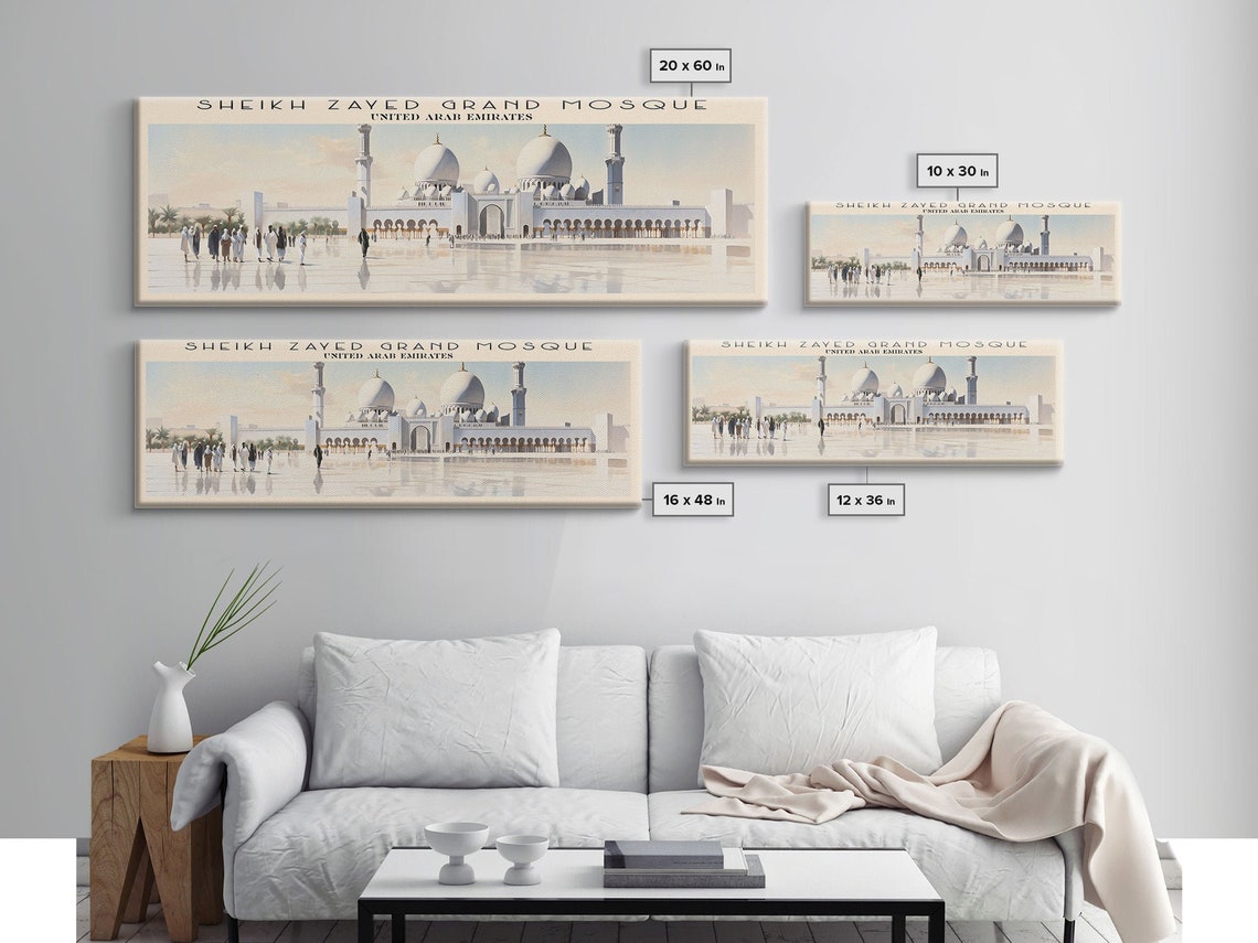 Sheikh Zayed Grand Mosque UAE White Domes Courtyard Travel Poster - Image 2