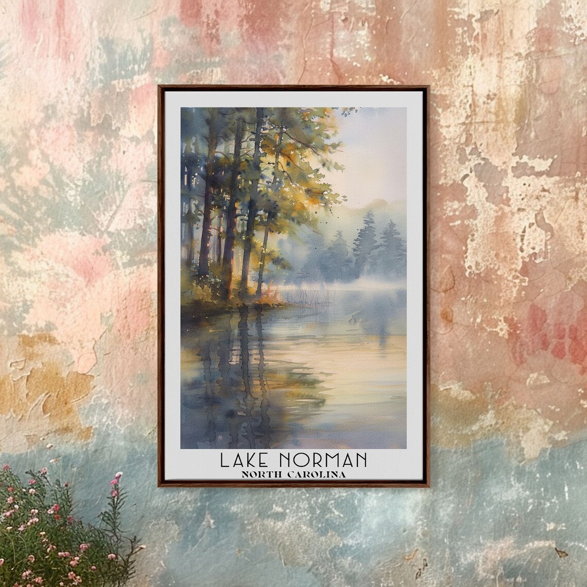 Lake Norman North Carolina Framed Print Watercolor Landscape Art Travel Poster Living Room Art Wall Art Art Handmade Gift - Image 5