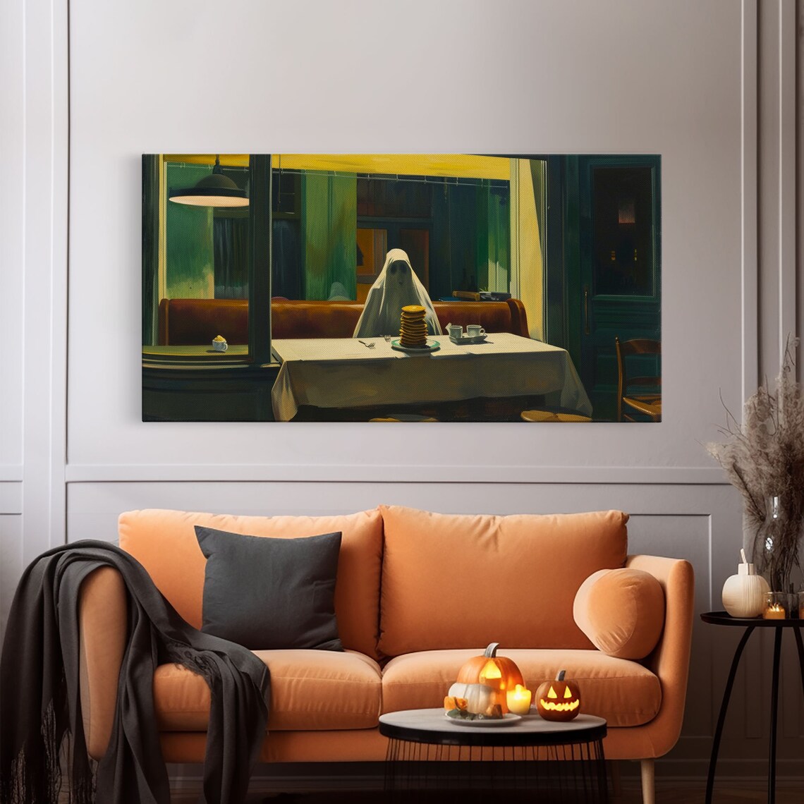 Haunted Diner Ghost Having A Stack Of Pancakes Art Print