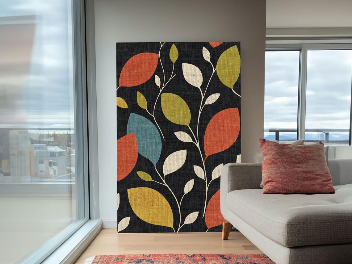 Mid Century Modern Leaf Pattern Colorful Boho Botanical Art Print - Image 6