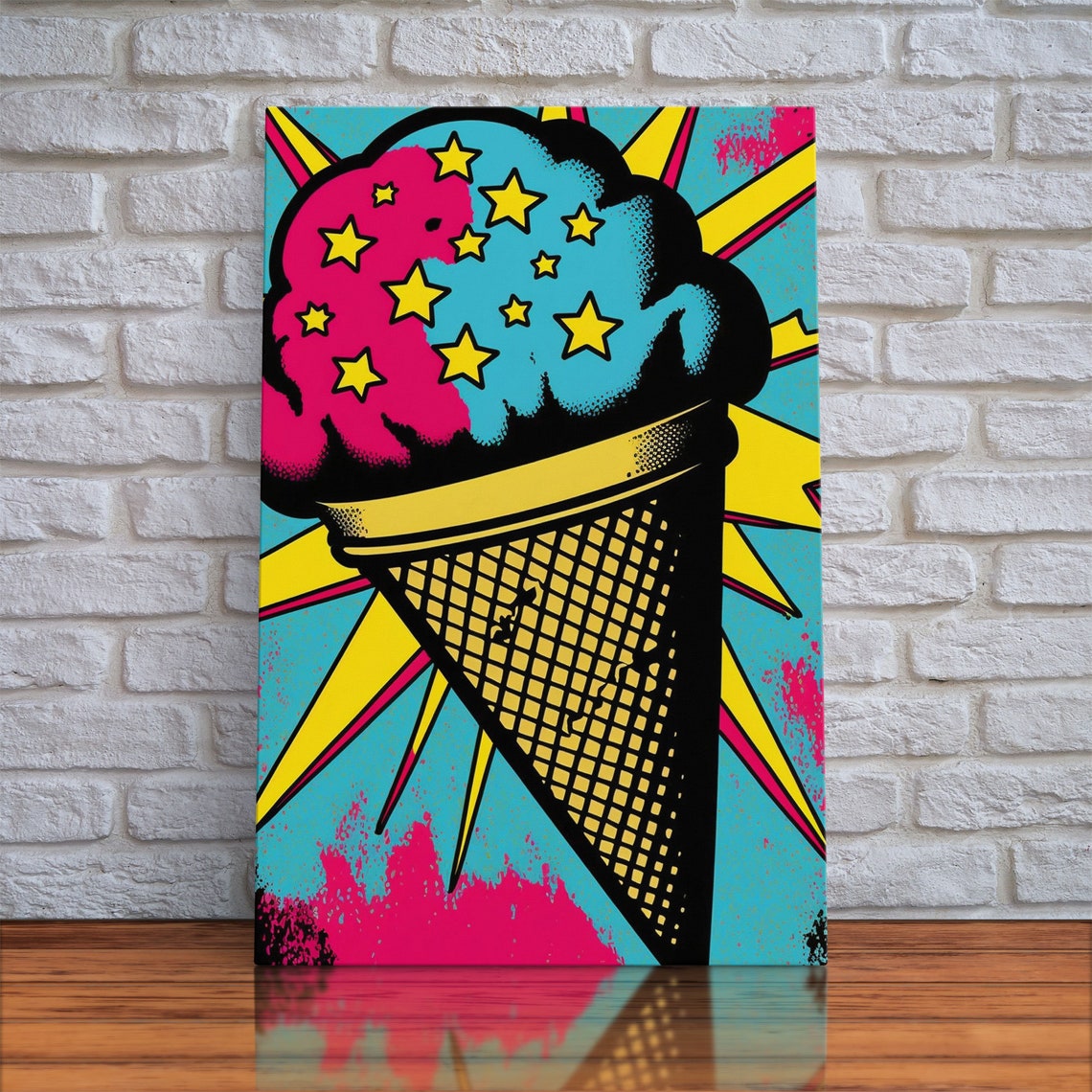 Psychedelic Comic Ice Cream Cone Stars Neon Pop Art Wall Decor Poster - Image 5