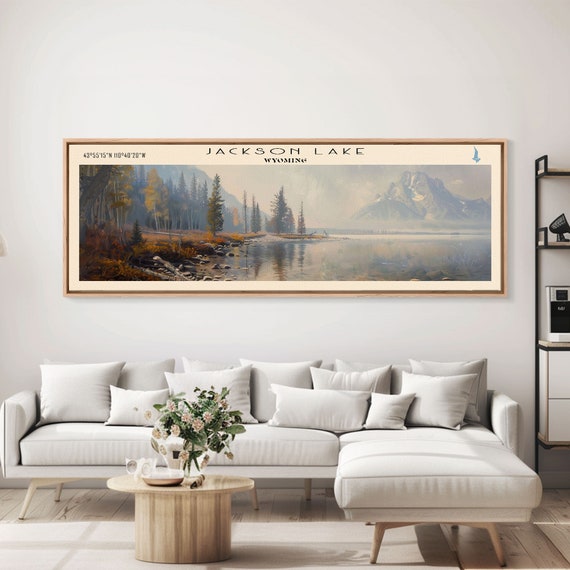 Jackson Lake Framed Print Panoramic Lake House Decor Wall Art Travel Poster Captivating Lake Painting Nature Art