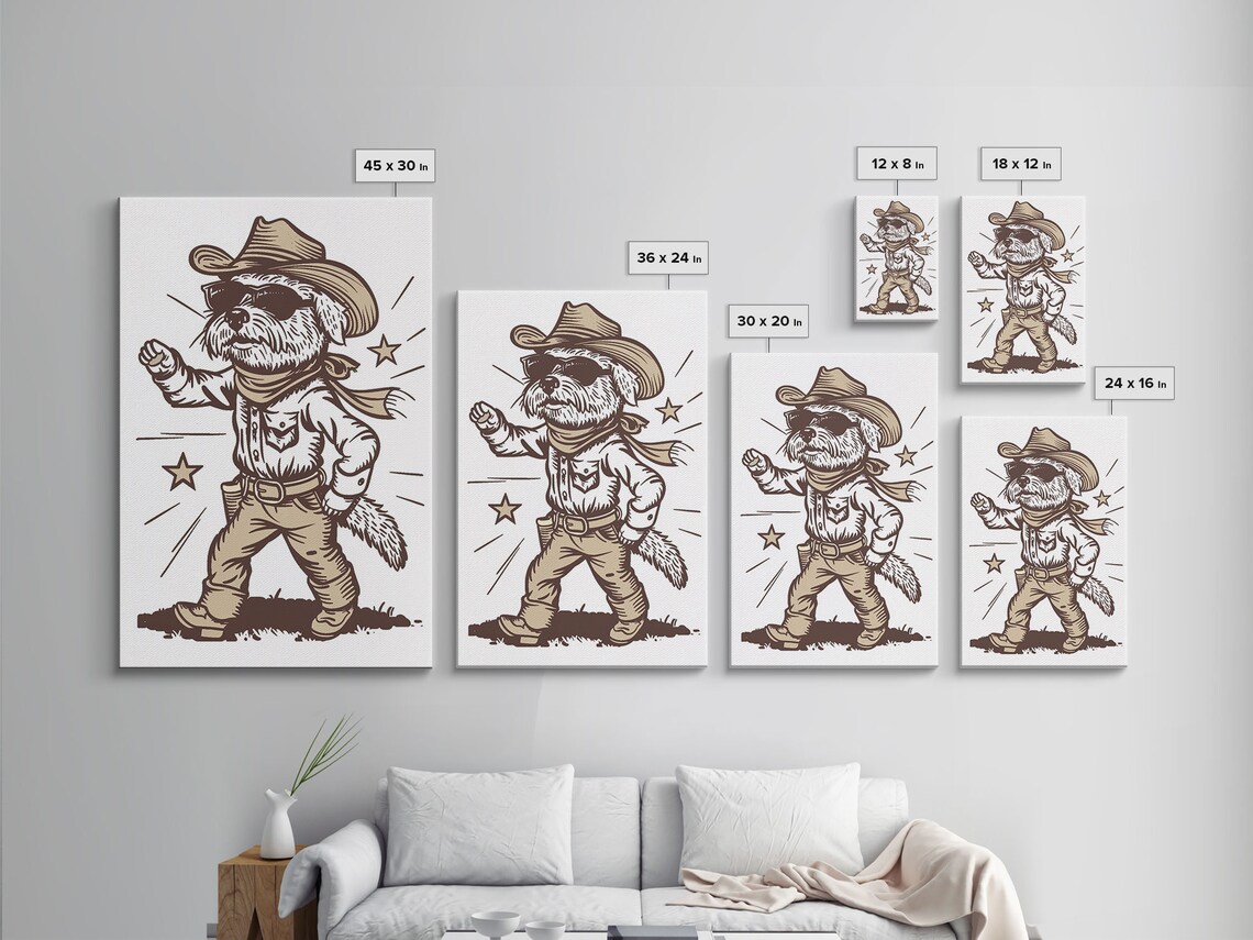 Cowboy Sheriff Dog Print, Western Puppy Art Poster - Image 2