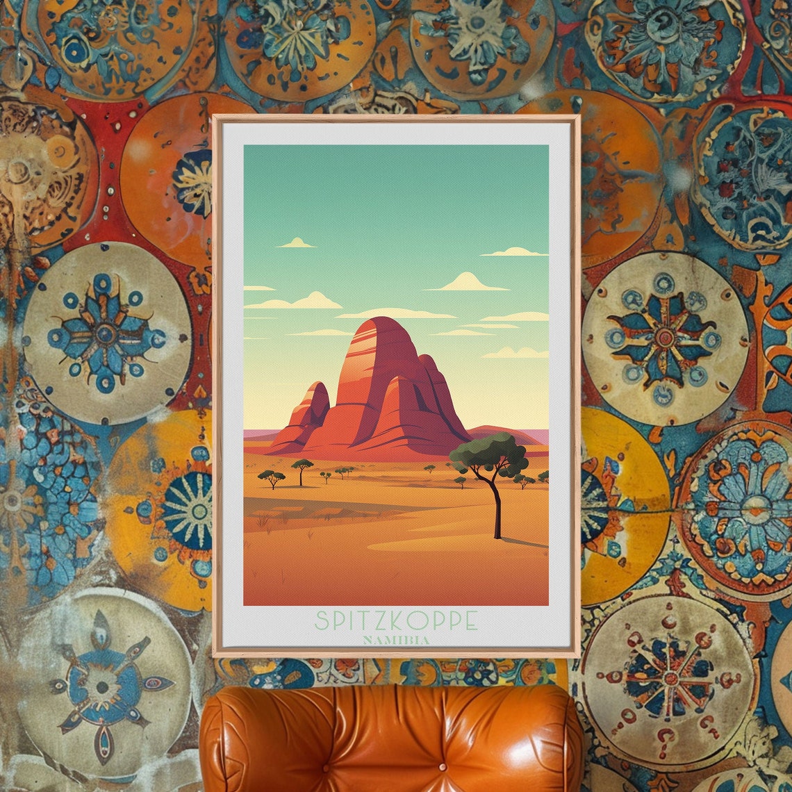 Spitzkoppe Namibia Red Granite Peaks Savanna Desert View Poster - Image 3