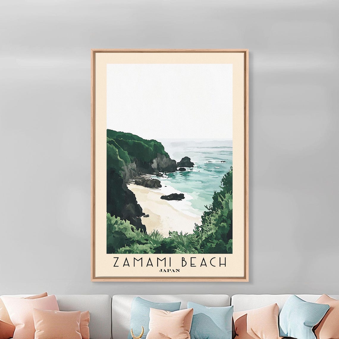 Zamami Beach Japan Lush Green Cove Rocky Cliffs White Sand Poster - Image 2