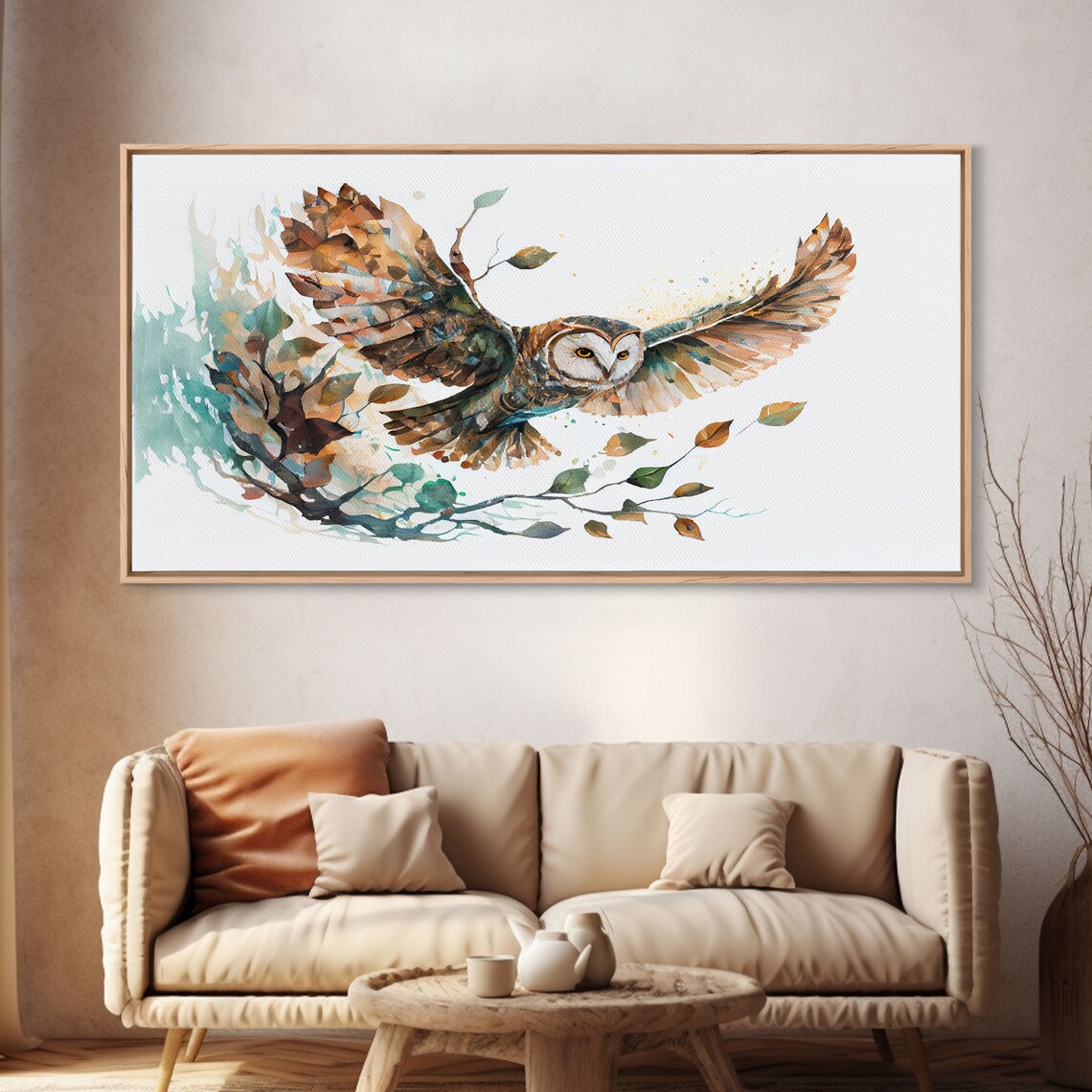 Flying Owl With Trees, Double Exposure Nature Art Print - Image 4