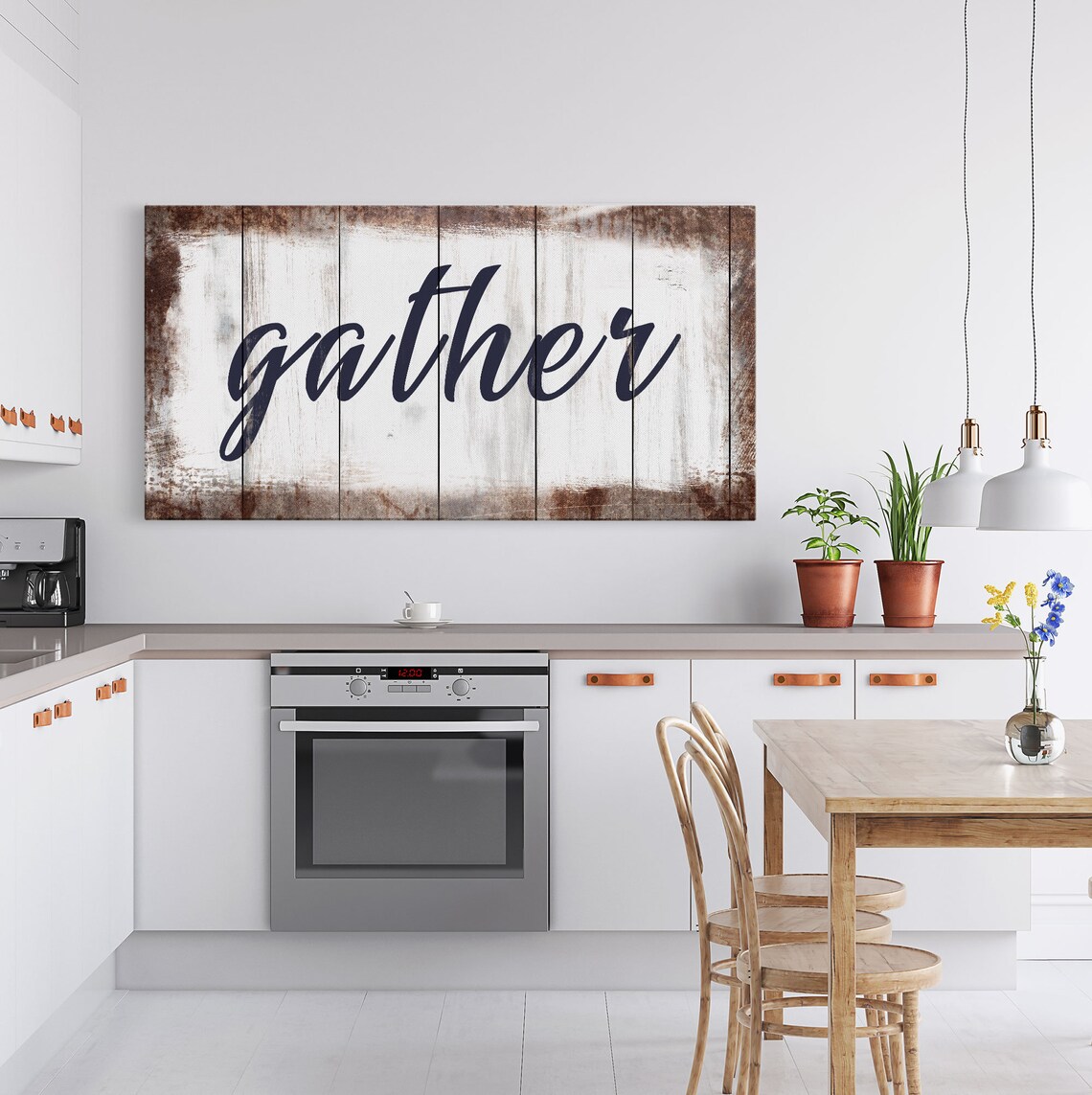Gather Sign, Rustic Dining Room Wall Art Print - Image 3