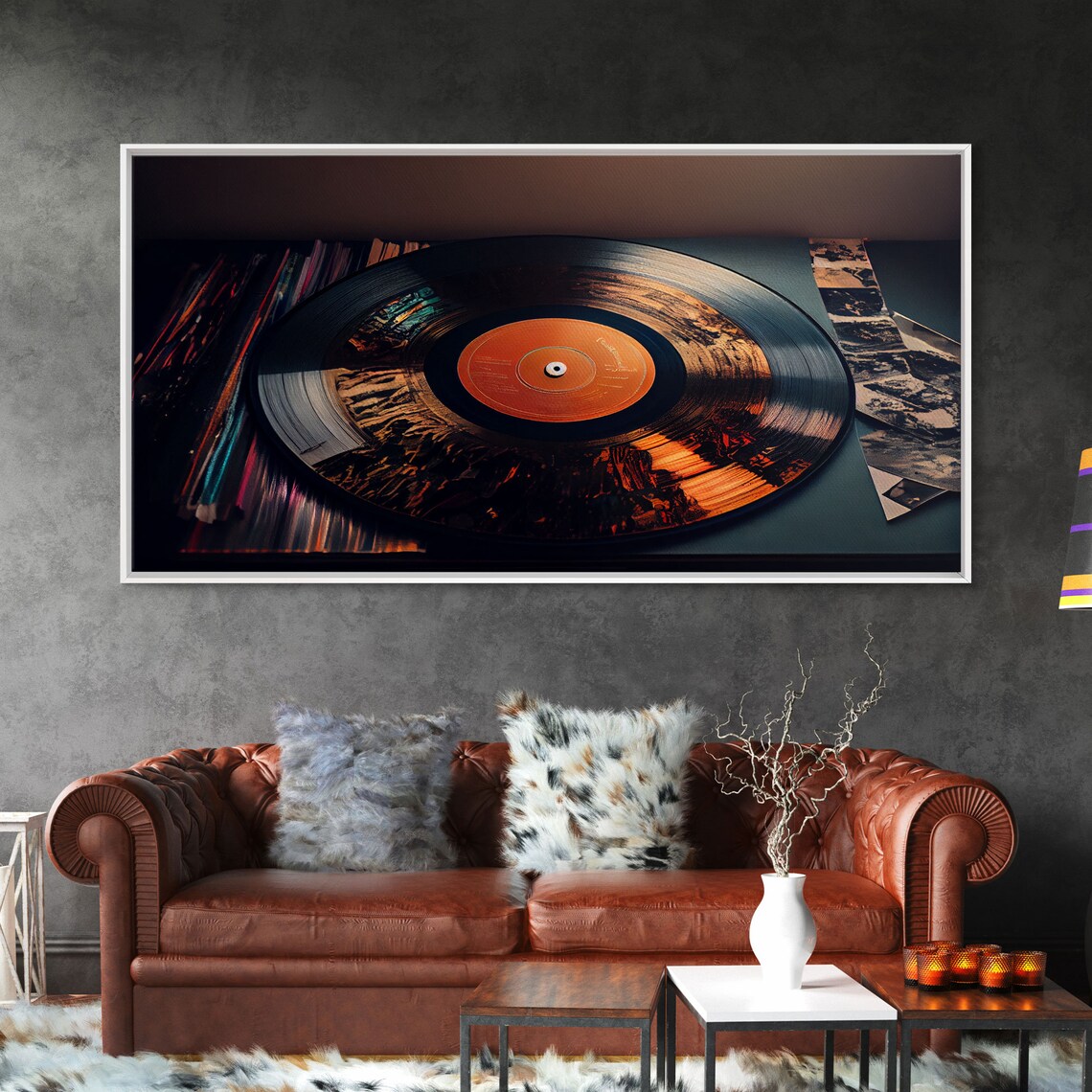 Vinyl Record Abstract Mountains Wall Art Print