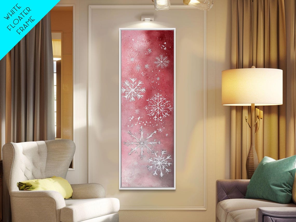Blush Pink Snowflakes Watercolor Whimsical Winter Christmas Poster - Image 4