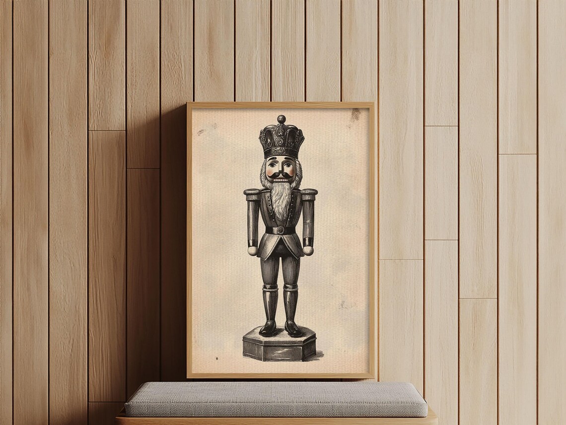 Retro Nutcracker, Minimalist Christmas Art - Image 3