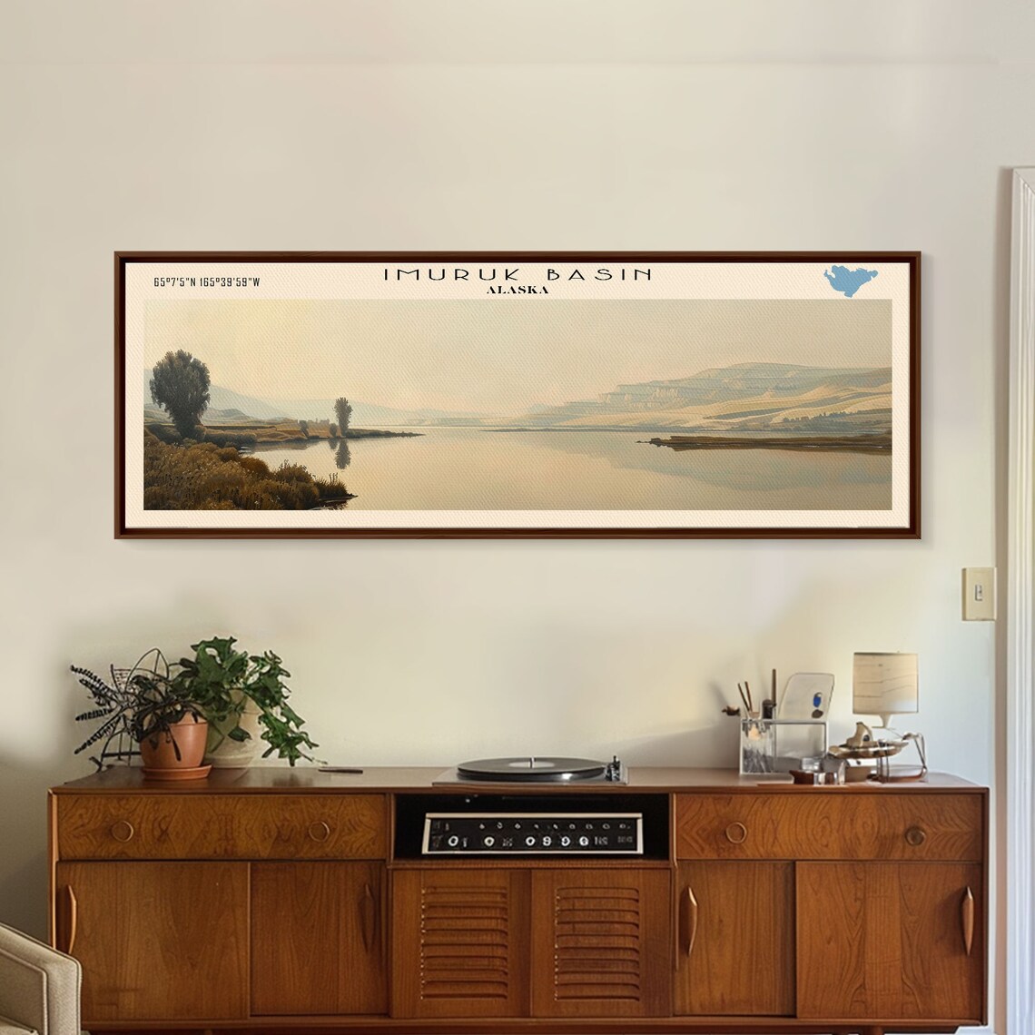 Imuruk Basin Alaska Hazy Minimalist Pale Water Vista Travel Poster - Image 3