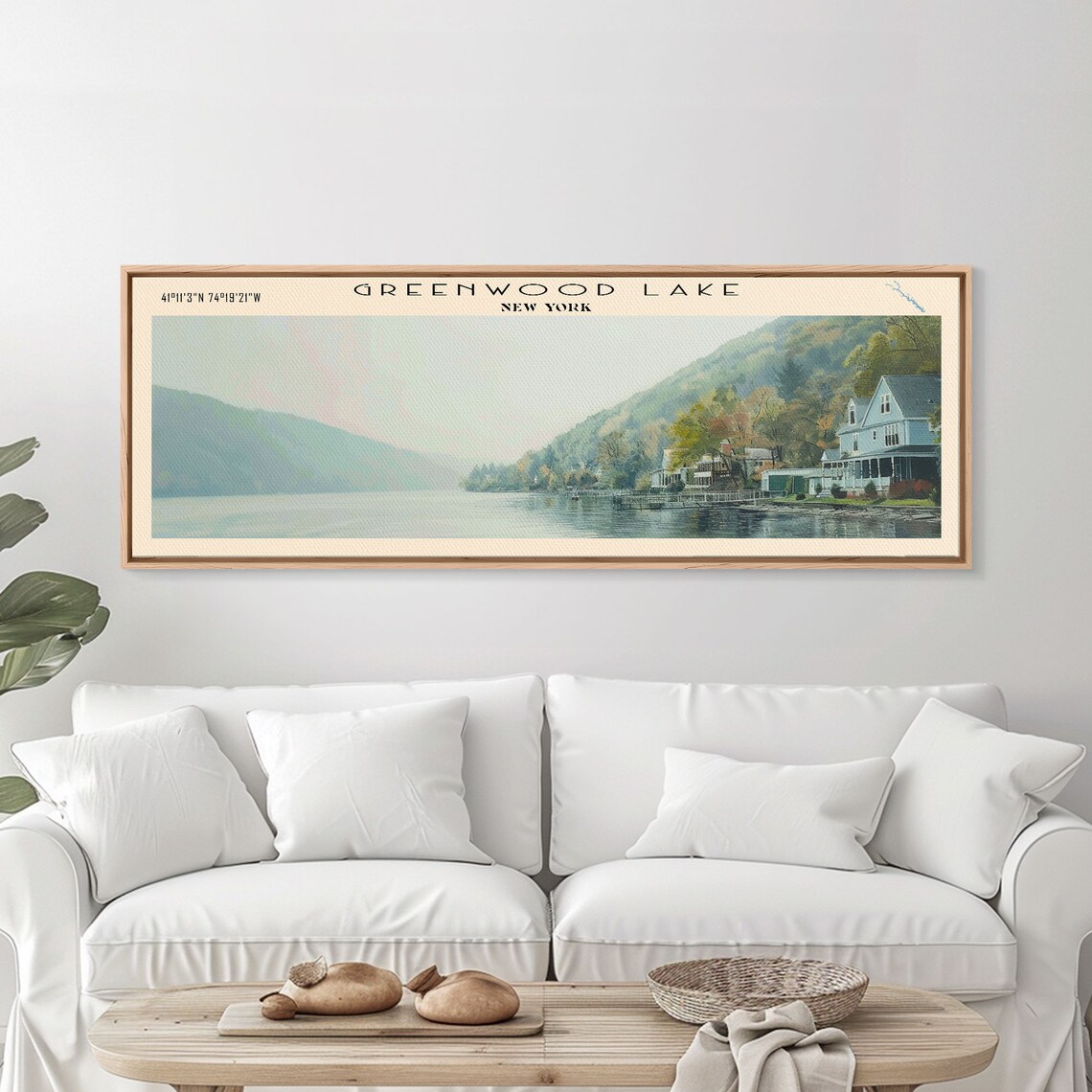 Greenwood Lake New York Lakeside Cottages Hazy Morning Water Poster - Image 3