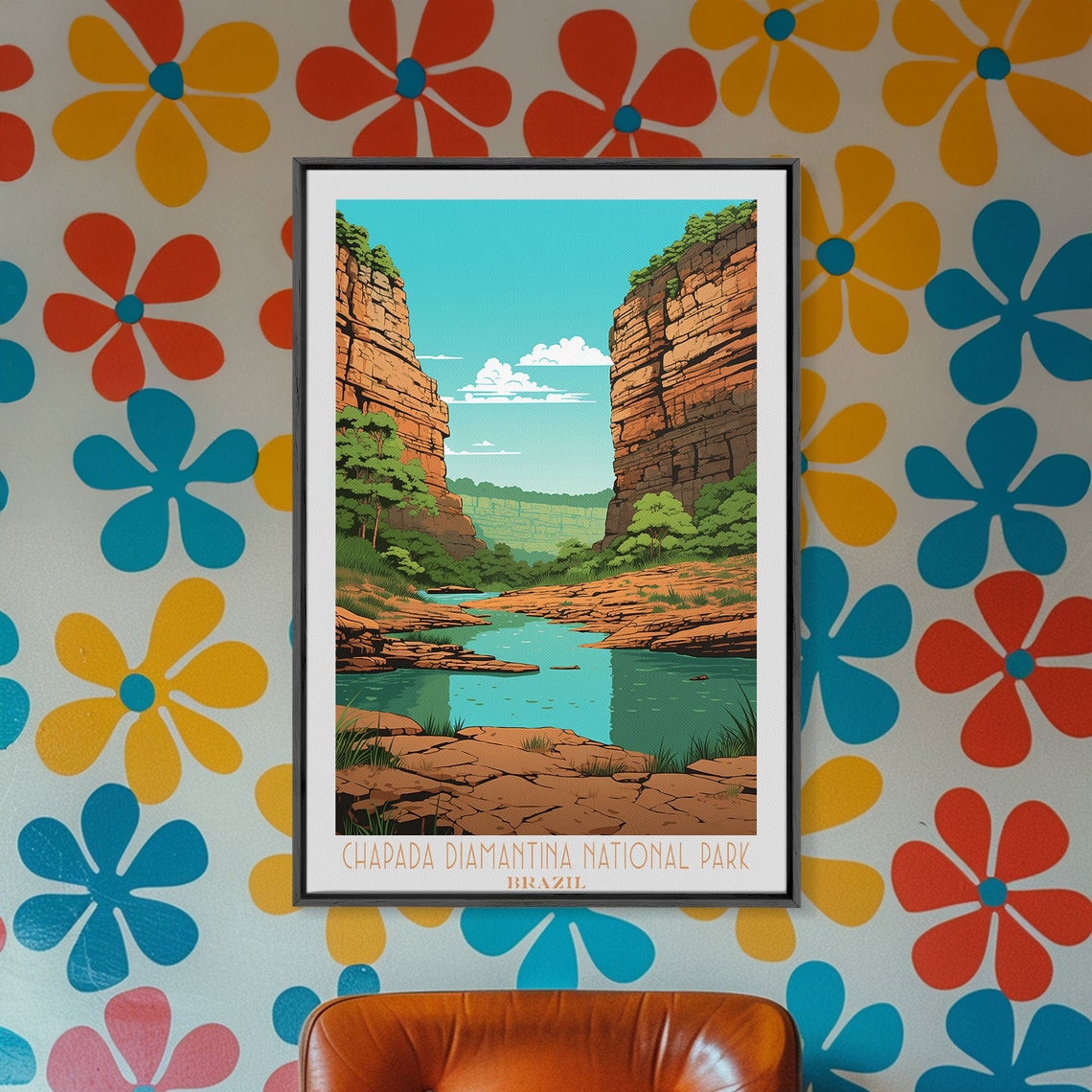Chapada Diamantina Brazil Red Canyon River Gorge View Travel Poster - Image 2