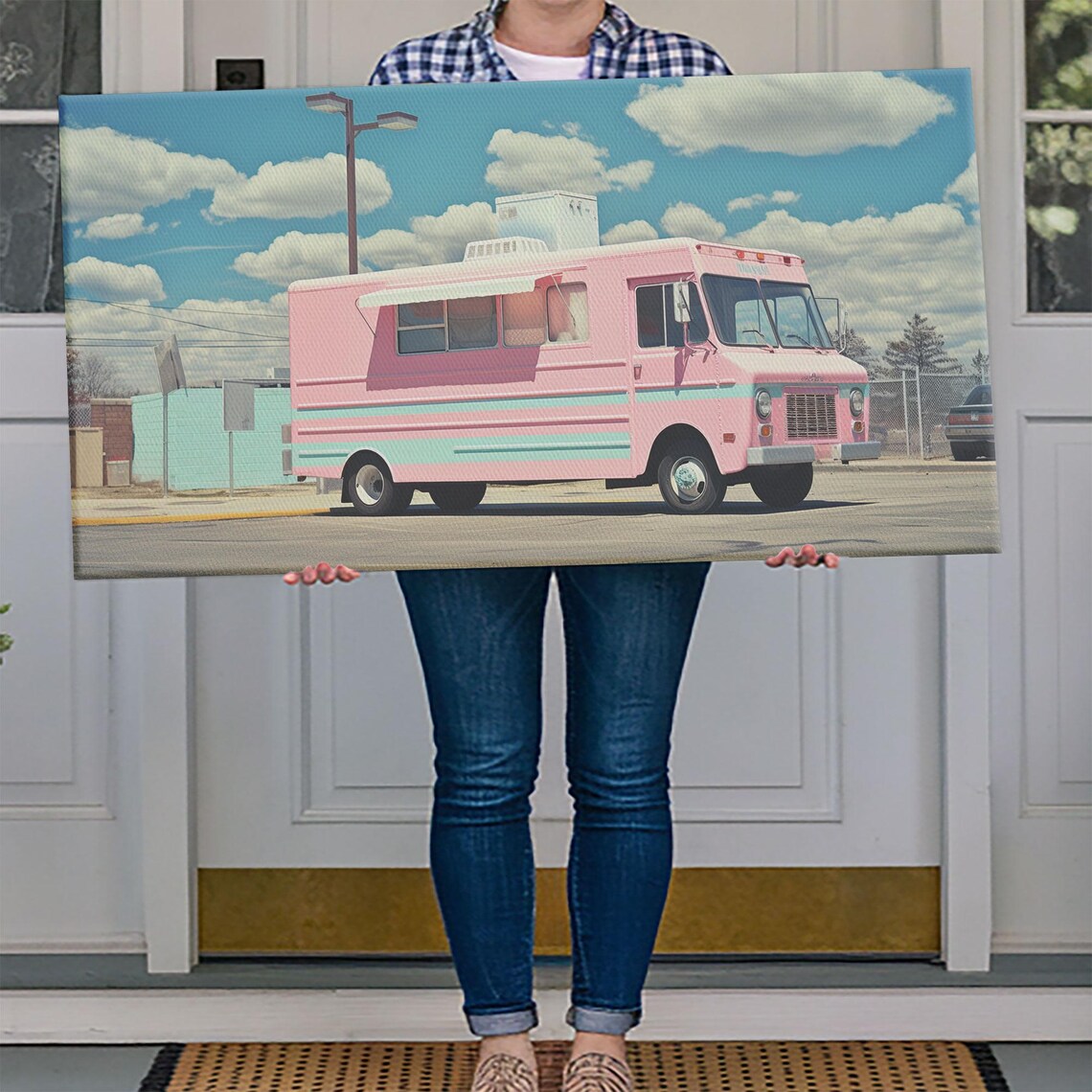 Retro Pink Ice Cream Truck Vintage Street Food Truck Wall Art Poster - Image 4