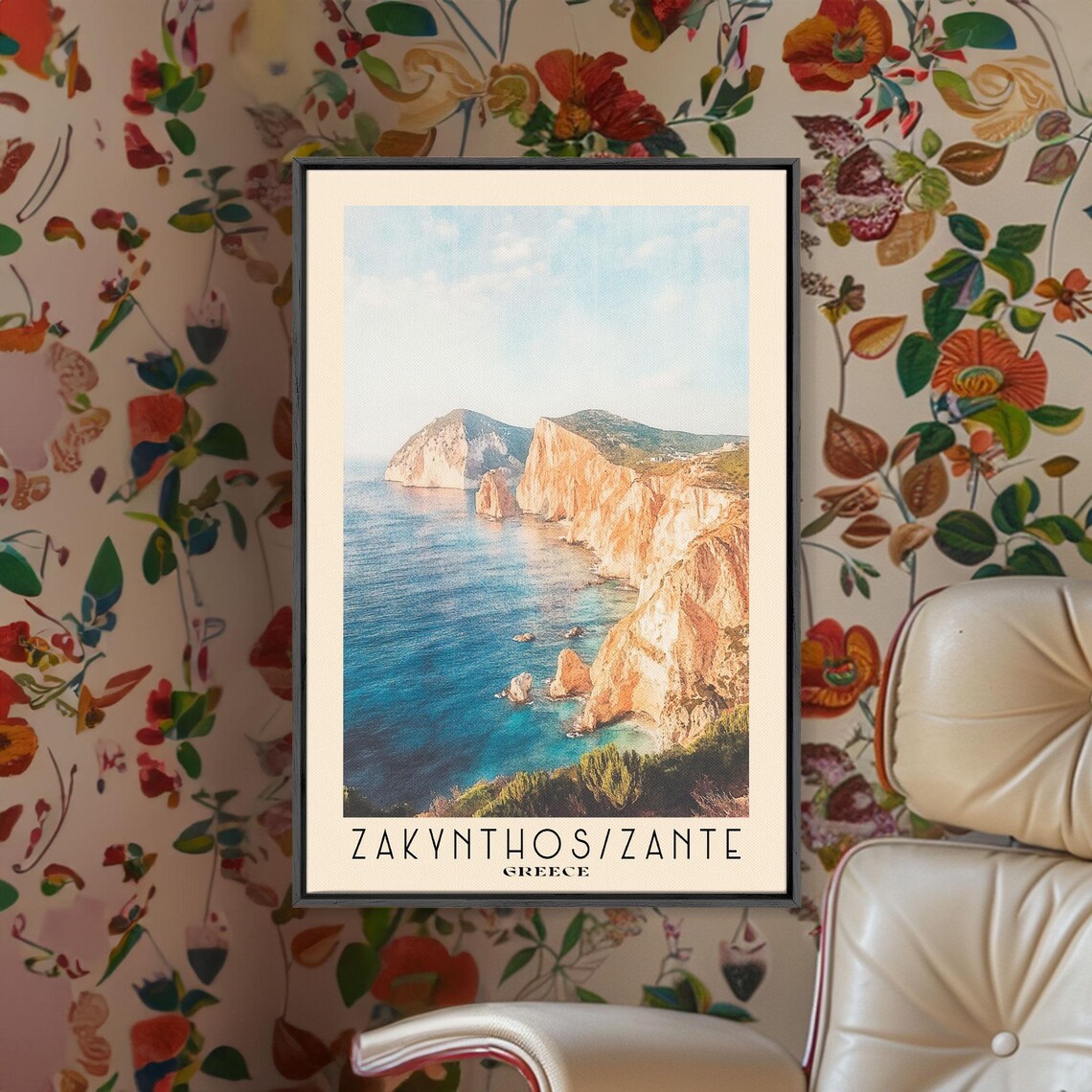 Zakynthos Zante Greece Ionian Sea Limestone Cliffs Coastal View Poster