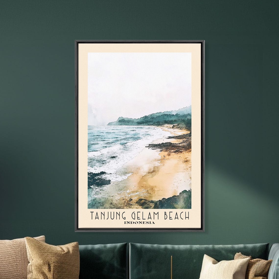 Tanjung Gelam Beach Indonesia Misty Surf Waves Rocky Shore Poster - Image 5