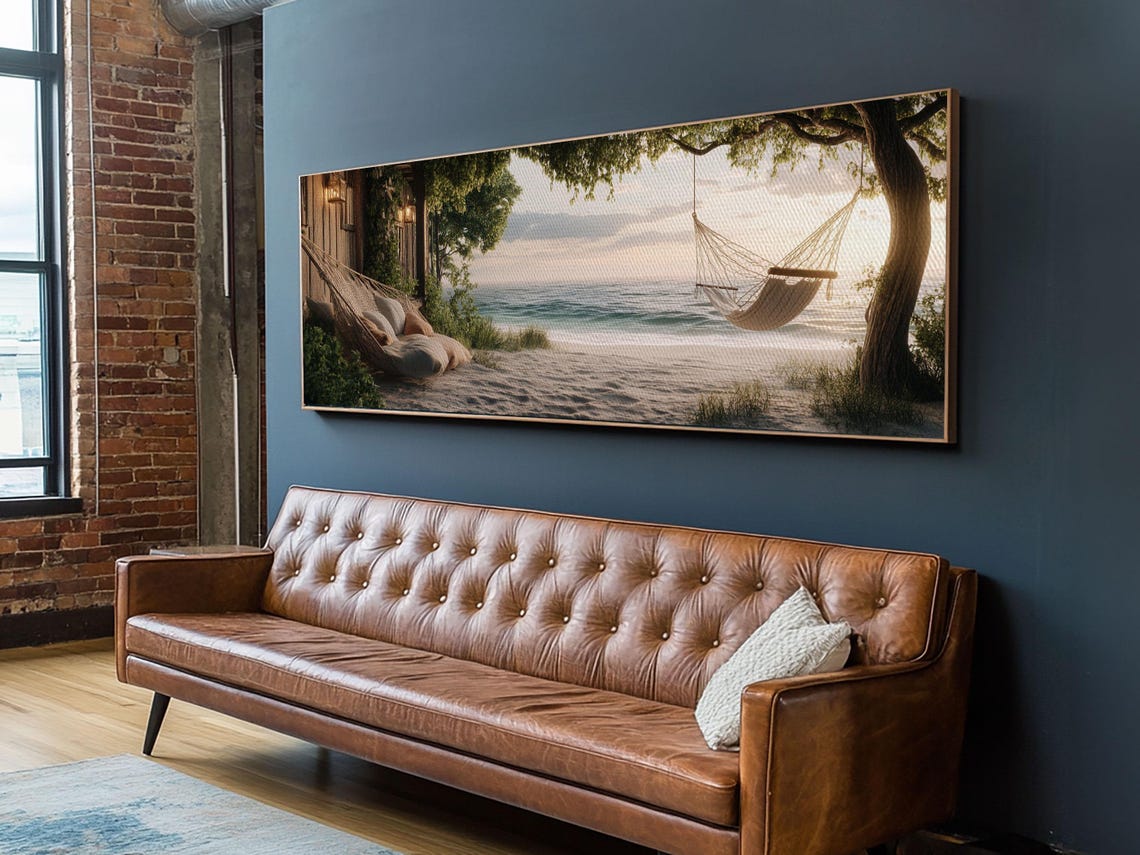 Beach Hammock Sunset Trees Ocean View Peaceful Coastal Wall Poster - Image 5