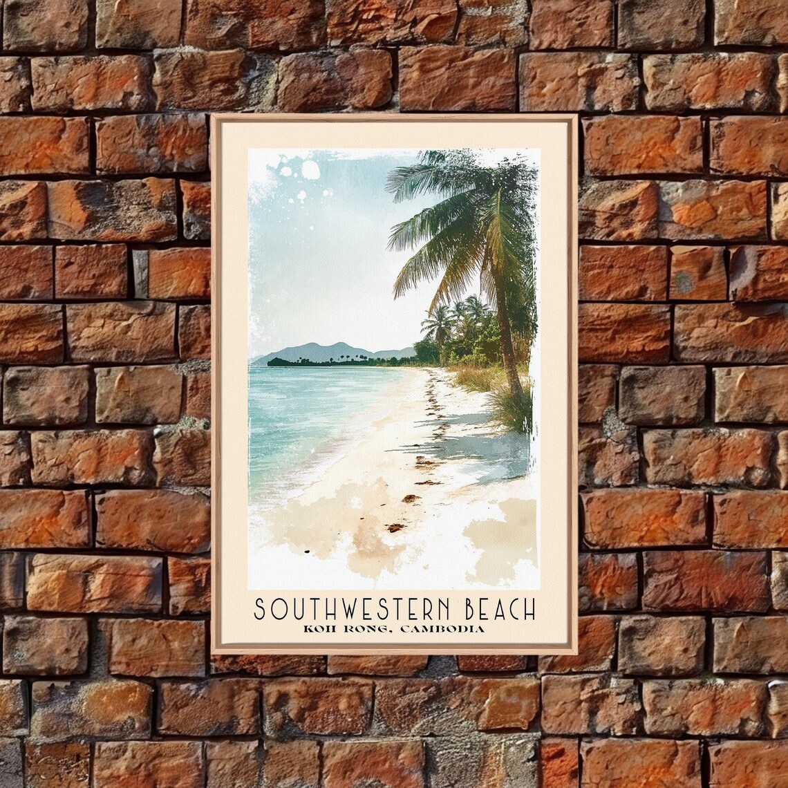 Southwestern Beach Koh Rong Cambodia Palm Fringed Shore Travel Poster - Image 5