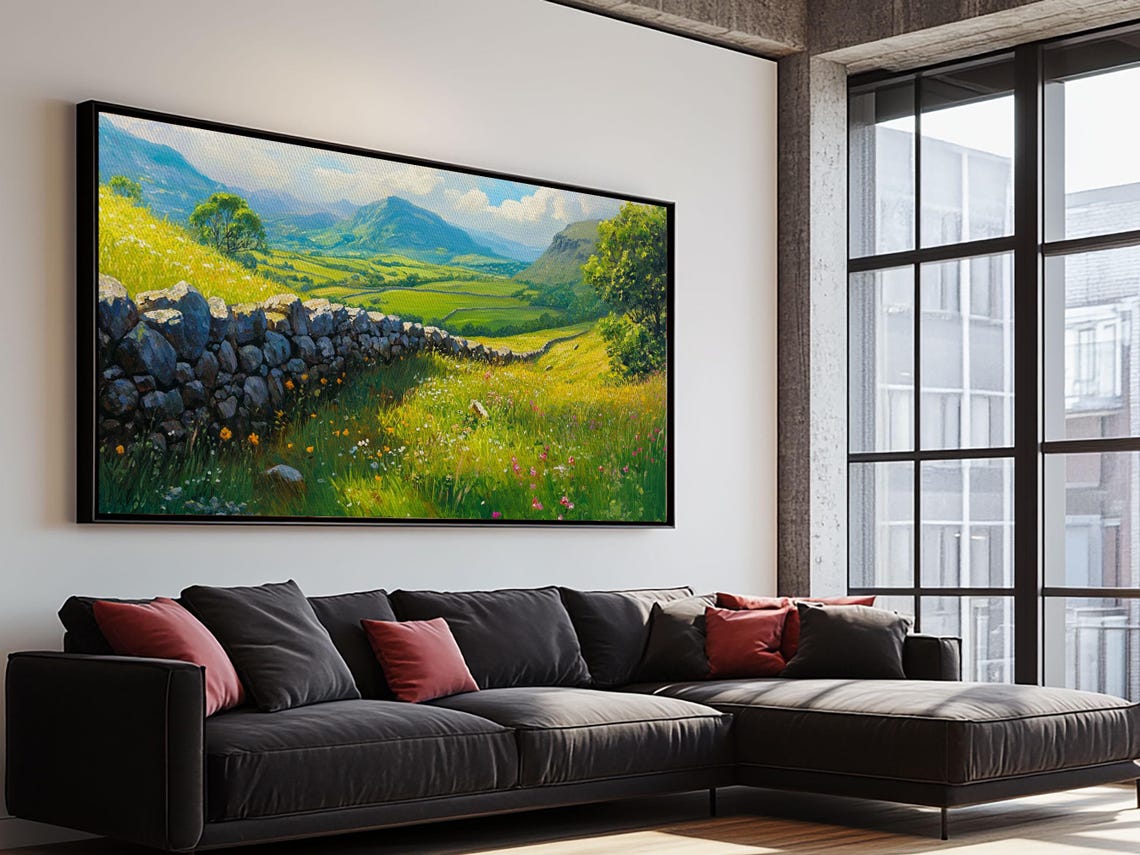 Hadrians Wall England Green Rolling Valley Ancient Stone Wall Poster - Image 3