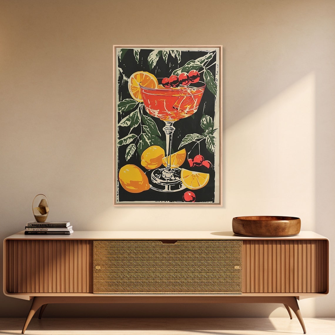 Retro Orange Cocktail Art Deco Style Bar Cart Drink Print Poster - Image 3
