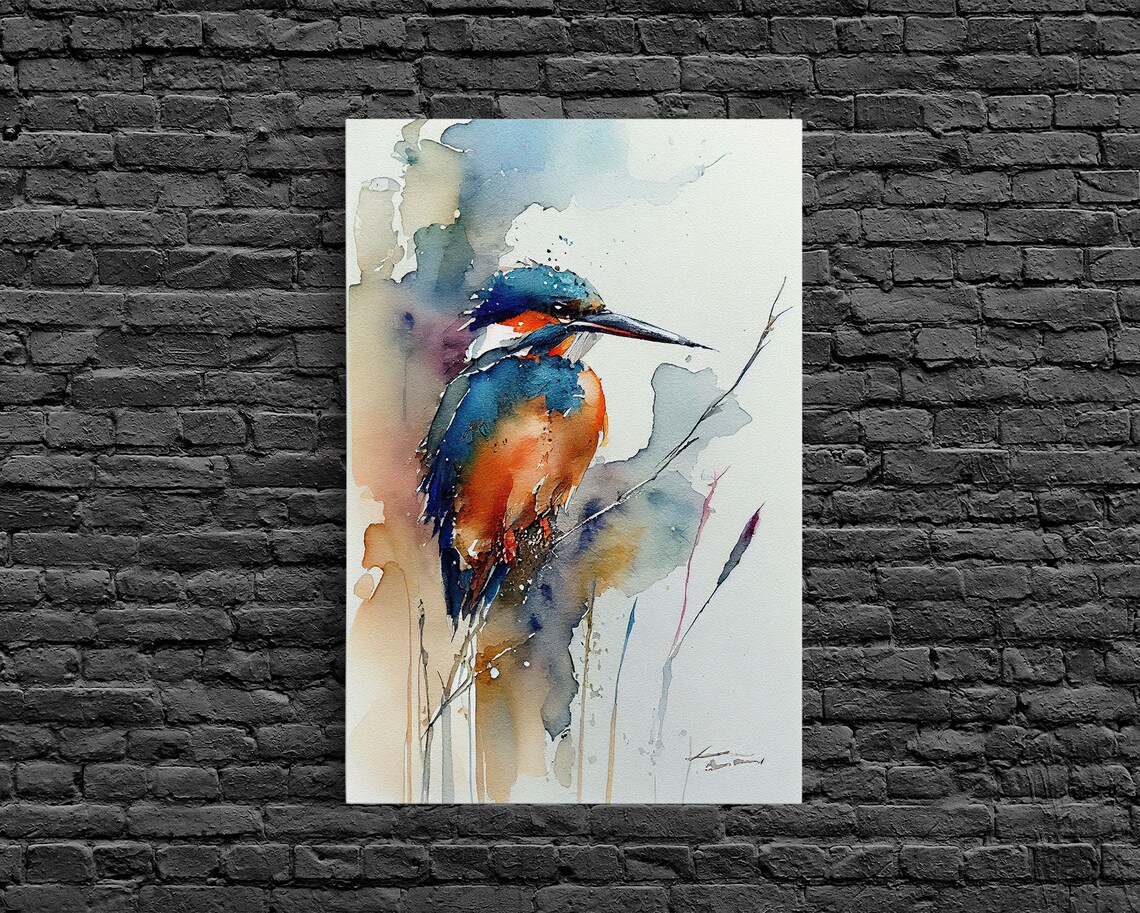 Kingfisher Watercolor Art Print, Bird Painting - Image 6
