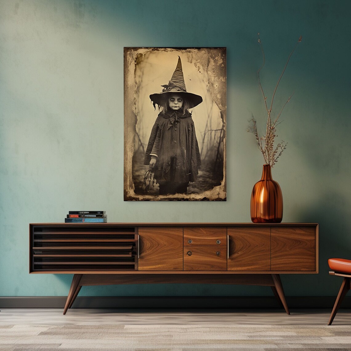 Witch Girl Spooky Vintage Sepia Photograph Dark Fantasy Halloween Poster - Image 4