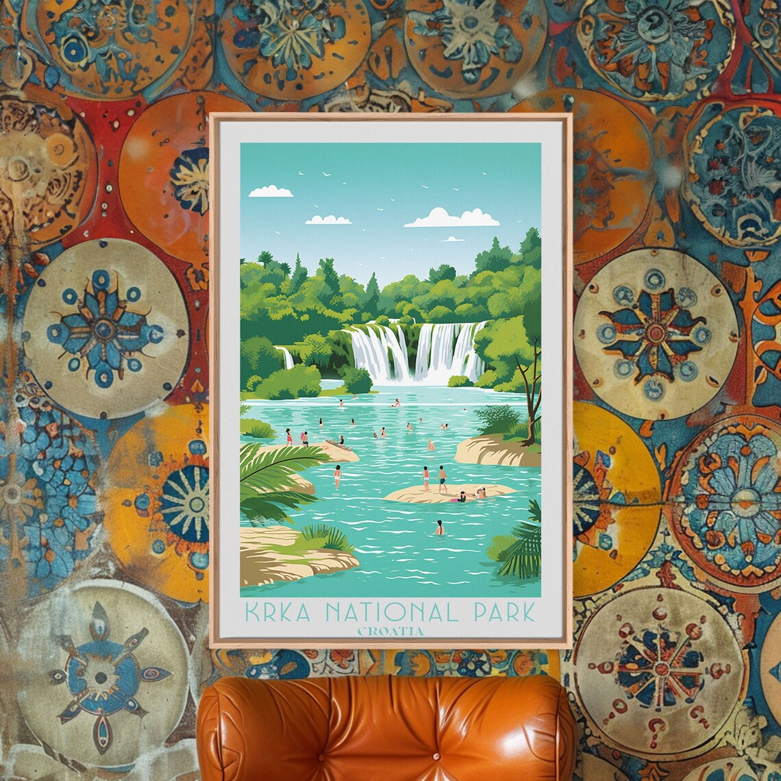 Krka National Park Croatia Waterfall Cascades Swimming Turquoise River Poster - Image 3