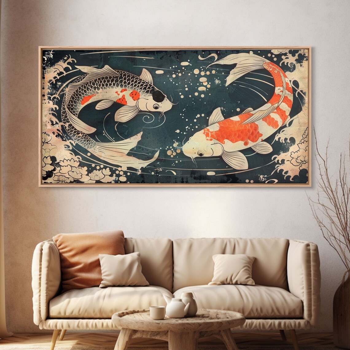 Koi Fish Feng Shui Yin And Yang Art Print, Japanese Style - Image 4