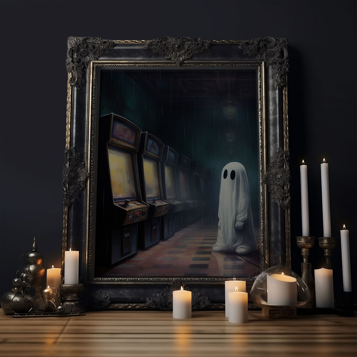 Ghost In Abandoned Arcade Retro Game Room Spooky Nostalgia Art Poster - Image 6