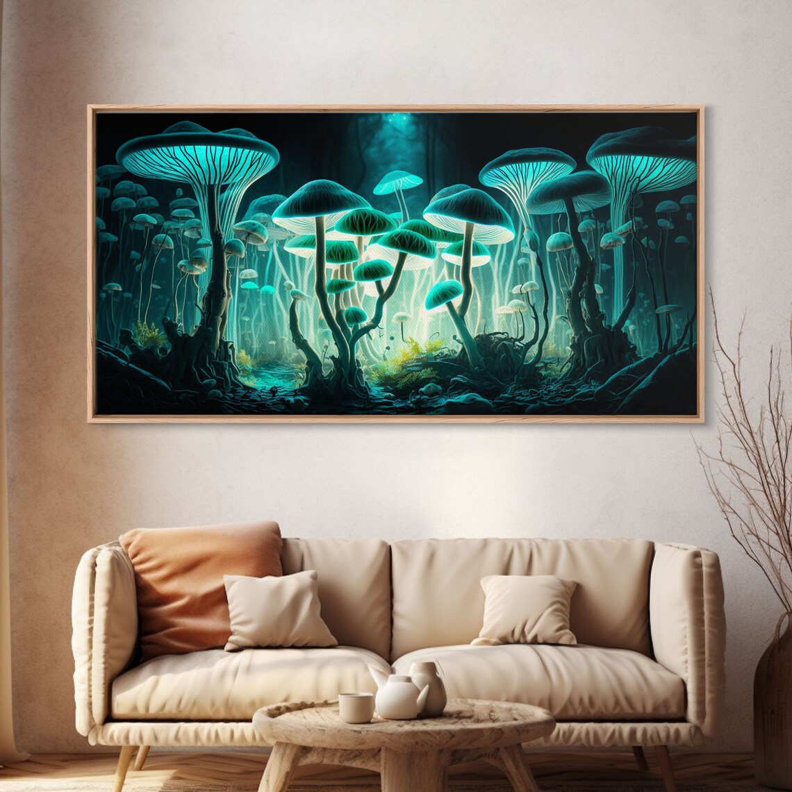 Glowing Mushrooms, Bioluminescent Forest Floor Art Print - Image 4