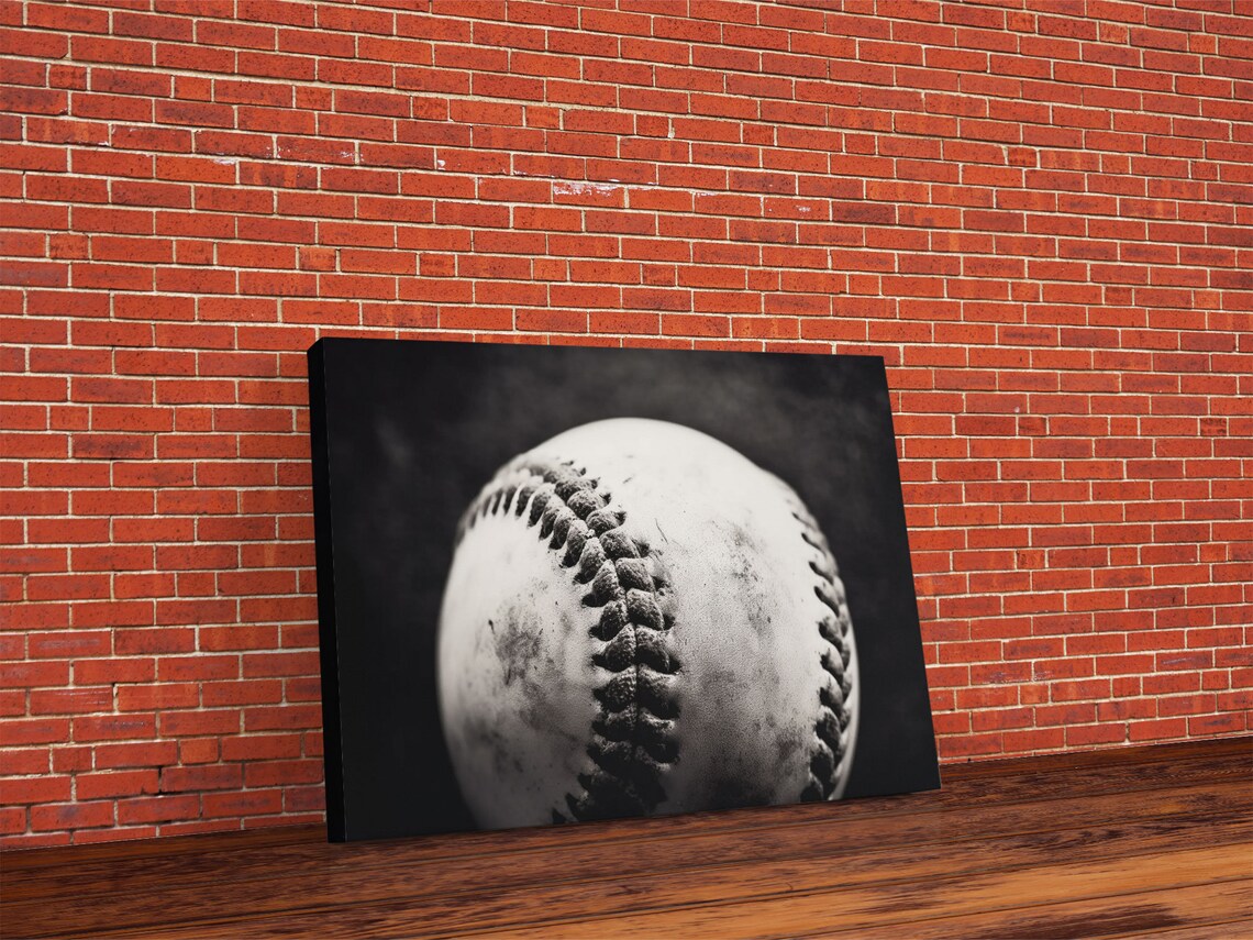 Baseball Close Up Black And White Vintage Sports Photography Poster - Image 5