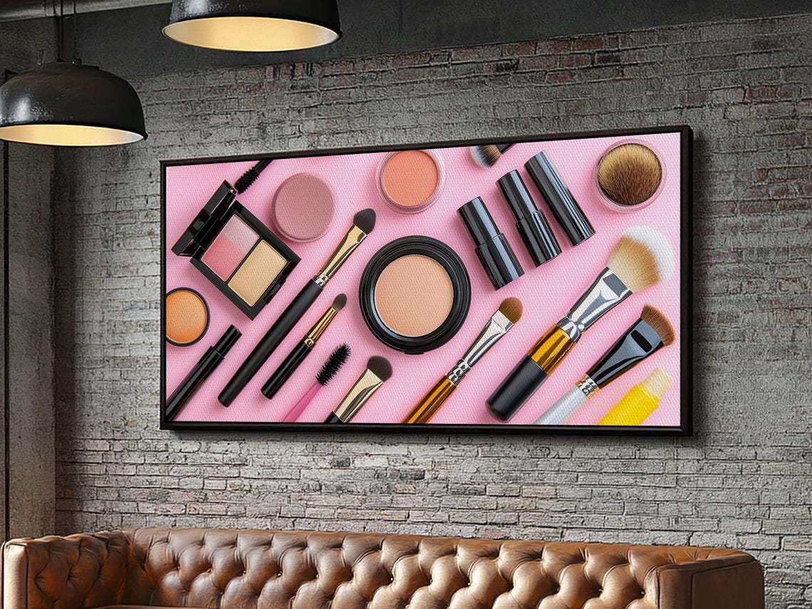 Makeup Spread Wall Art Make Up Print Preppy Dorm Room Wall Art Girls Dorm Room Wall Art Makeup Painting - Image 2