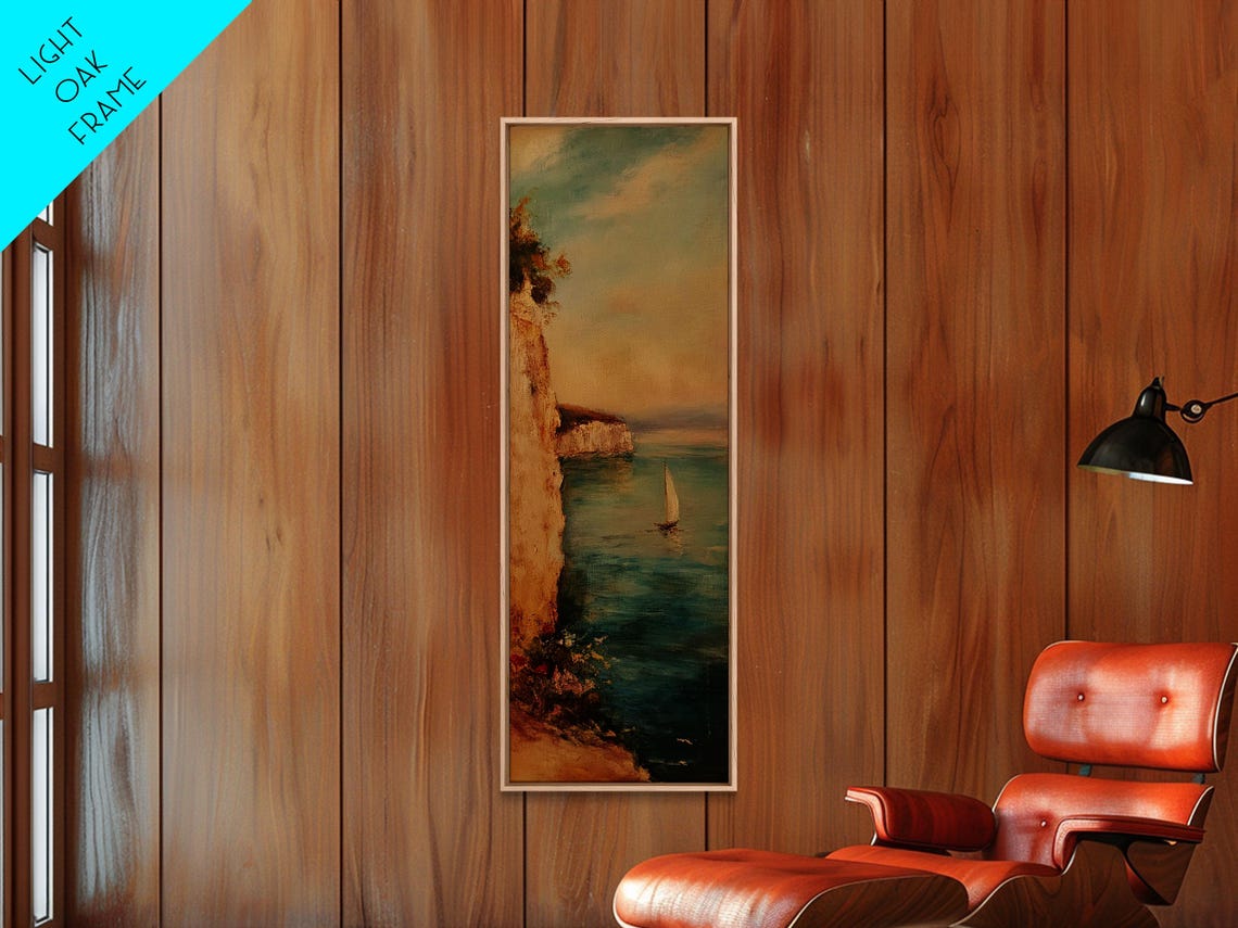 Nautical Seascapes Framed Print Sailboat In The Bay Sailboat Painting Nautical Art Coastal Home Decor Coastal Oil Painting - Image 5