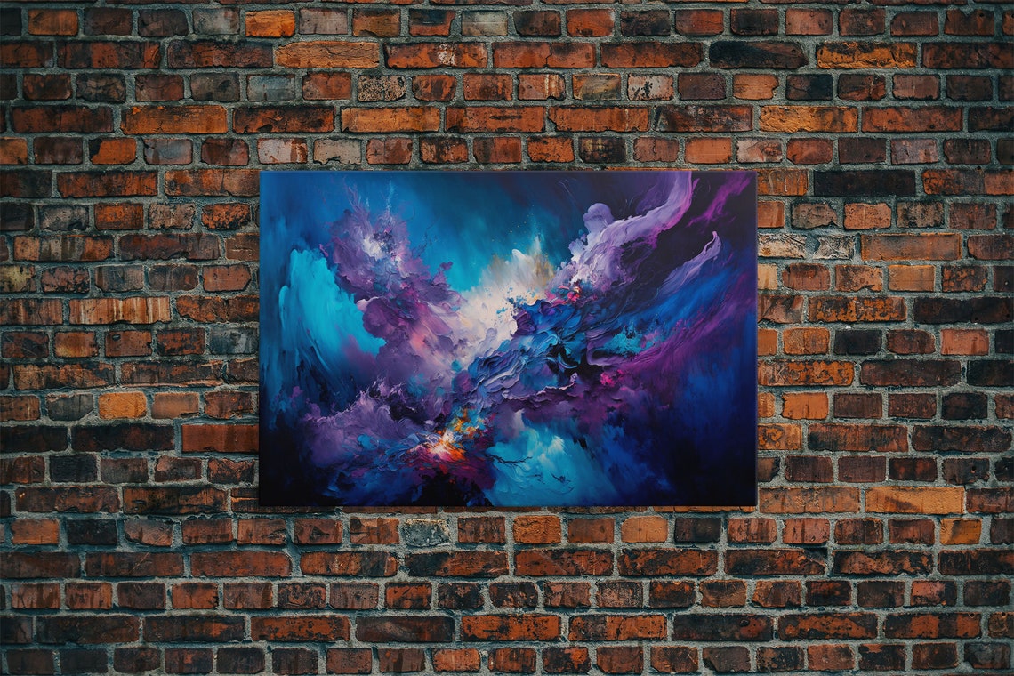 Abstract Blue Purple Cosmic Nebula Swirl Fluid Modern Art Wall Poster